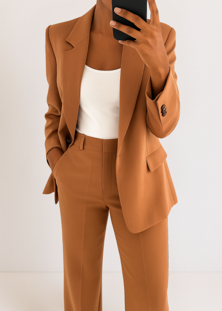 Women's Tailored Two-Piece Pantsuit Set with Blazer and Trousers