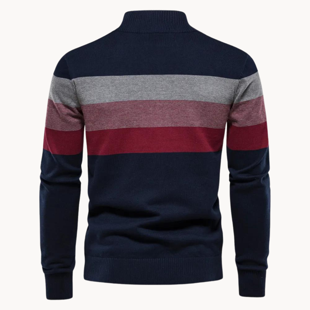 Men’s Striped Quarter-Zip Jumper with Modern Slim Fit Design