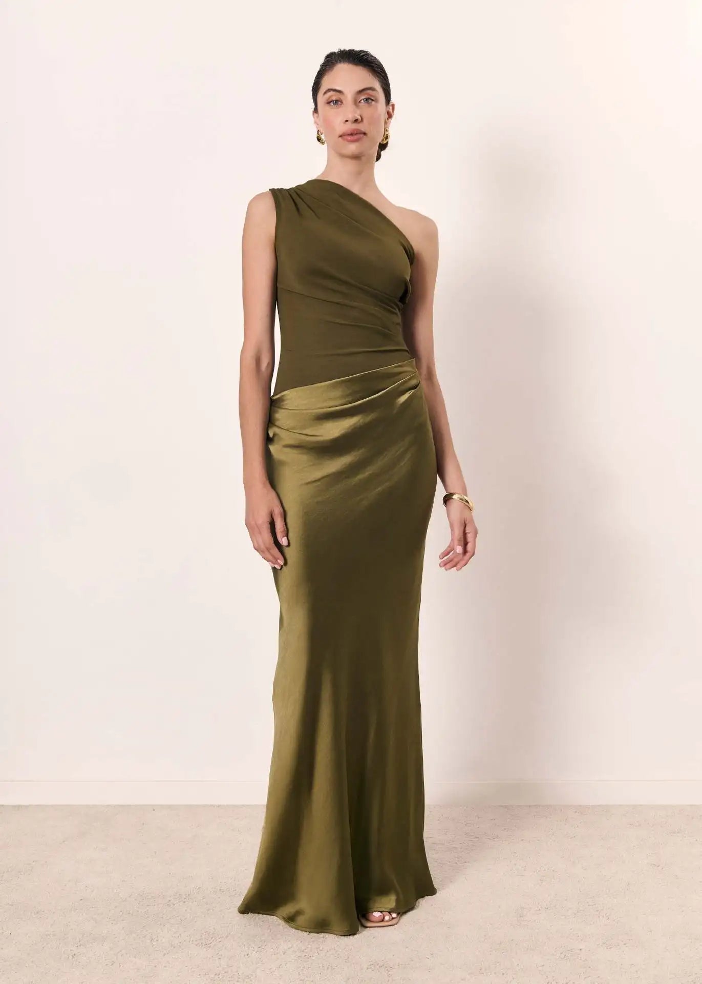 Sabrina | One-Shoulder Satin Maxi Dress