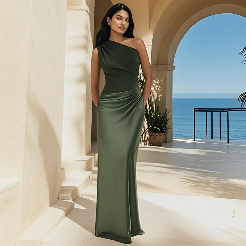 Sabrina | One-Shoulder Satin Maxi Dress