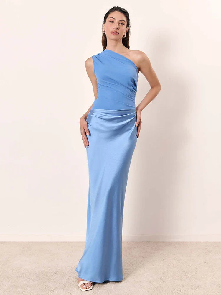 Sabrina | One-Shoulder Satin Maxi Dress