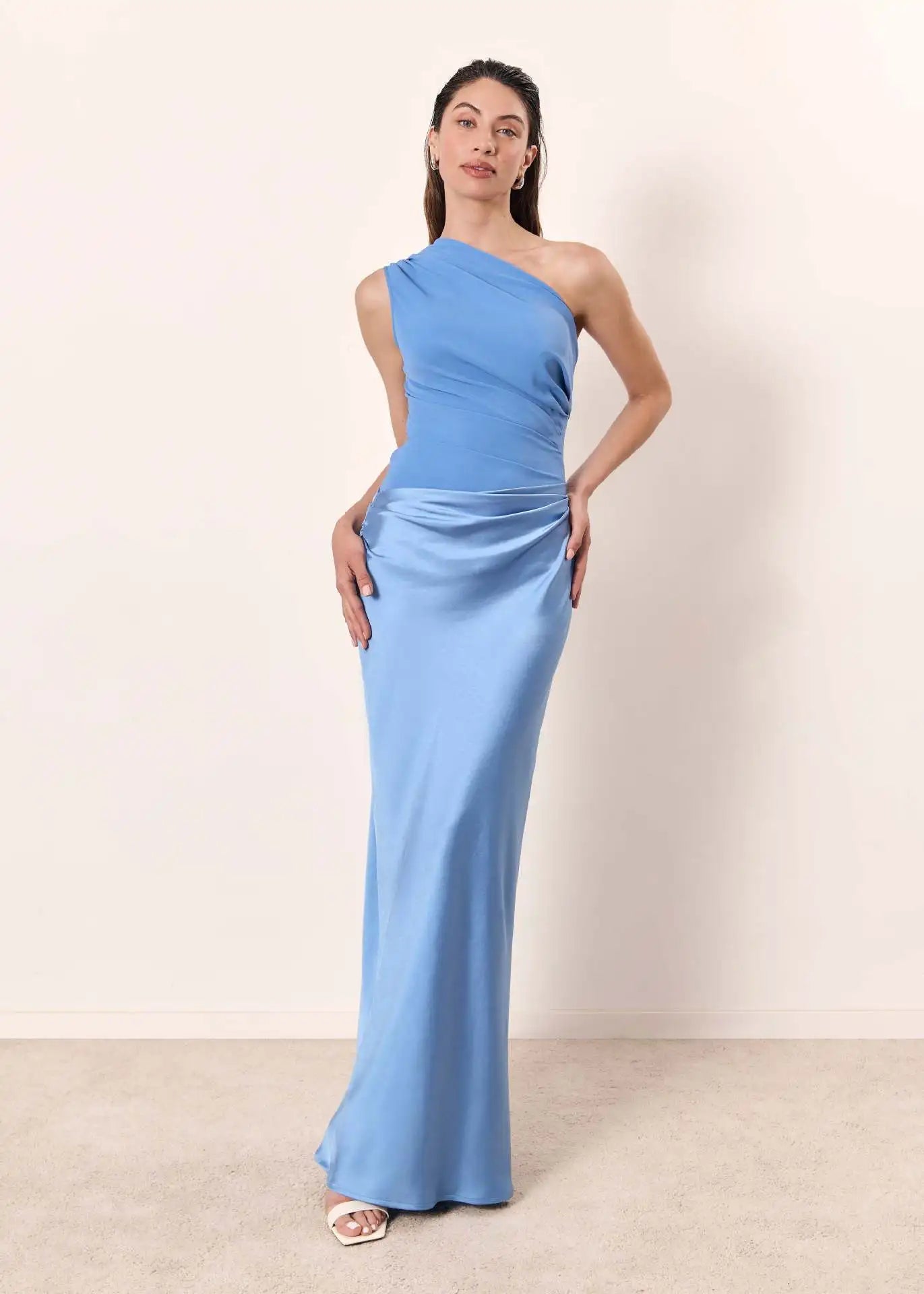 Sabrina | One-Shoulder Satin Maxi Dress