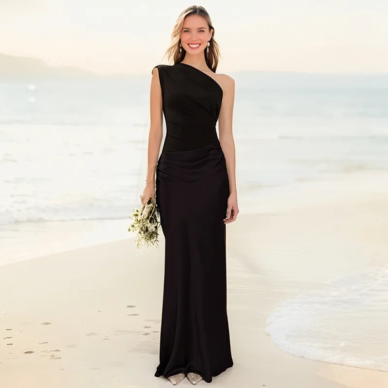 Sabrina | One-Shoulder Satin Maxi Dress