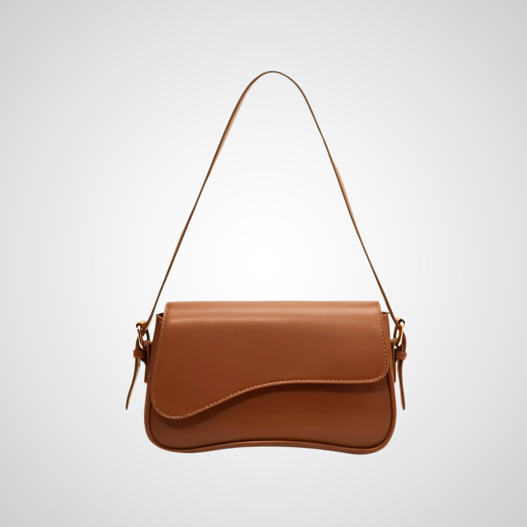 Women's Curved Flap Shoulder Bag with Adjustable Strap and Closure